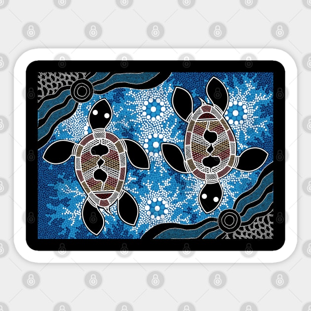 Aboriginal Art - Sea Turtles Sticker by hogartharts